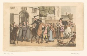 ドクター・シンタックスは馬に乗って村を出ていく 作： Thomas Rowlandson