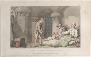 刑務所での家庭内の取り決め、ウェイクフィールドの牧師より、1817年5月1日。 作： Thomas Rowlandson