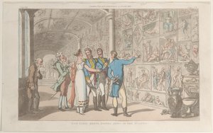 ドン・ルイージは、ナポリとカンパーニャ・フェリーチェから、博物館でドンナ・アンナに会います: 1815 年 6 月 1 日. 作： Thomas Rowlandson