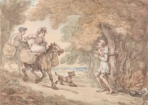 ハイウェイマンによって木に縛られたシンタックス博士 作： Thomas Rowlandson