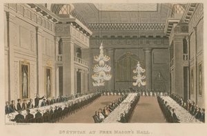 フリーメーソンのホールでのシンタックス博士 作： Thomas Rowlandson