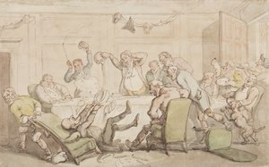 シンタックス博士がクラブで事故を起こした（紙にインクとトイレ） 作： Thomas Rowlandson