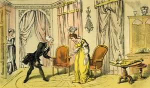 妾ではなくメイドが受け取ったDr.Syntax」。 作： Thomas Rowlandson