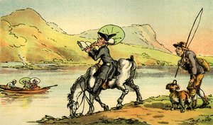 湖をスケッチするシンタックス博士」。 作： Thomas Rowlandson