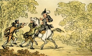 ハイウェイマンに止められたDr.Syntax」。 作： Thomas Rowlandson