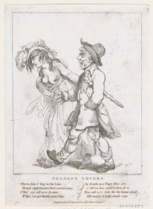 酔った恋人、1798 年 3 月 15 日、1798 年 3 月 15 日。 作： Thomas Rowlandson