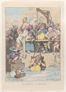 ダッキング・ア・スクルド、1803年4月12日、1803年4月12日。 作： Thomas Rowlandson