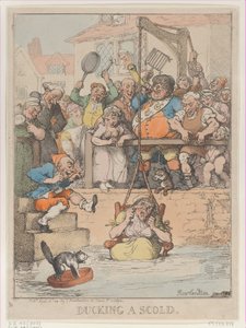 Ducking a Scold、[1803 年 4 月 12 日]、4 月 12 日に再発行...、[1803 年 4 月 12 日]、1812 年 4 月 12 日に再発行。 作： Thomas Rowlandson