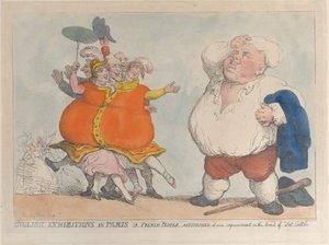 パリでの英語の博覧会またはフランス人は、品種の改善に驚いた., 1812. 作： Thomas Rowlandson