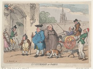 パリのイギリス人、1807 ., 1807 . 作： Thomas Rowlandson