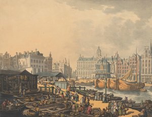 フェイゲ・ダムとアムステルダムの魚市場の一部（1797年 作： Thomas Rowlandson