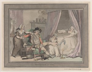 町の 4 時、1790 年 10 月 20 日、1790 年 10 月 20 日。 作： Thomas Rowlandson