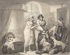 国の4つの時計、c.1788-90（グラファイト、ペン、インク、紙に水彩） 作： Thomas Rowlandson