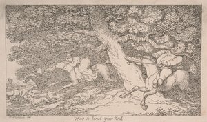 フォックスハンティング：首を捻る方法［『スポーツマンへの助言』より］ 作： Thomas Rowlandson