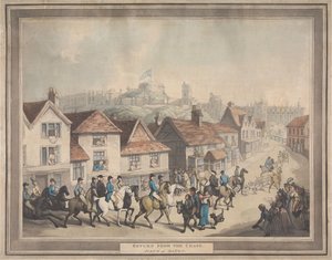 フォックス・ハンティング［4点セット］： 4. 狩りからの帰還。／イートンでの情景 作： Thomas Rowlandson