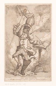 「ポリュプス」の「すべての才能」の口絵 (E. S. バレット)、1807 年 すべての才能 (オブジェクトのタイトル) 作： Thomas Rowlandson
