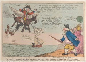 1809 年 9 月 24 日、チーザム将軍の花火展からの素晴らしい帰還。 作： Thomas Rowlandson