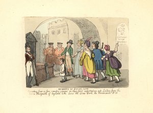 田舎のいとこが初めてロンドに行くのをエスコートするジェントルマン 作： Thomas Rowlandson