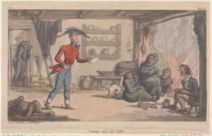 ジョニー・ニューカムの軍事冒険、1815.、1815年から、彼のビレットに入る. 作： Thomas Rowlandson