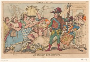 1789年、魚の女たちの中のオルレアン公 Sergent Recruiter (オブジェクトのタイトル) 作： Thomas Rowlandson