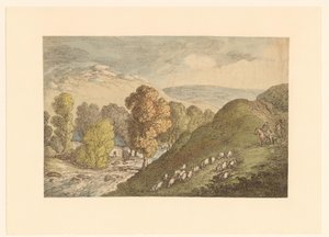 羊がいる丘陵地帯 作： Thomas Rowlandson