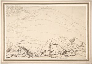 岩のある起伏のある風景 作： Thomas Rowlandson