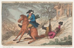 霜の中で2本の足で移動する方法、1808年5月4日、1808年5月4日 作： Thomas Rowlandson