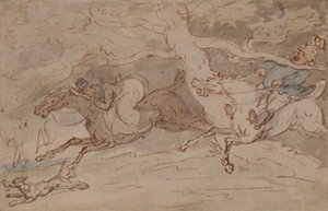 「首をひねる方法」（ペン、赤インク、紙に水彩） 作： Thomas Rowlandson
