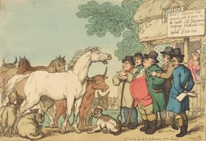 1809年に出版された「Insurable Cattle」。 作： Thomas Rowlandson