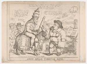 ジョン・ブルのターンパイクのゲート 作： Thomas Rowlandson