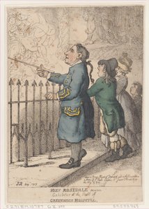 ジョン・ローズデール・マリナー、グリニッジ病院ホールの出展者、1807 年 4 月 26 日、1807 年 4 月 26 日。 作： Thomas Rowlandson