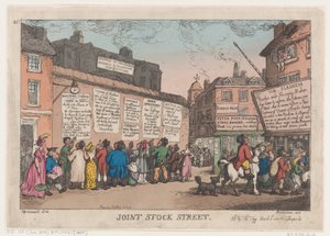 ジョイント ストック ストリート、1808 年 3 月 10 日、1808 年 3 月 10 日。 作： Thomas Rowlandson