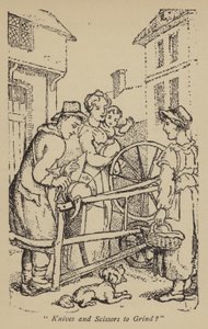 ナイフとはさみを挽く？ 作： Thomas Rowlandson