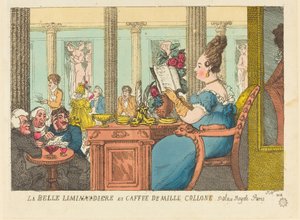 La Belle Limonaudiere at Cafe des Mille Colonnes, パレ・ロワイヤル, パリ 作： Thomas Rowlandson