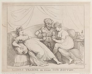 自分の尻を賭けて取引する女性たち 作： Thomas Rowlandson
