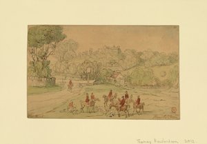 狩猟の情景を描いた風景画 作： Thomas Rowlandson