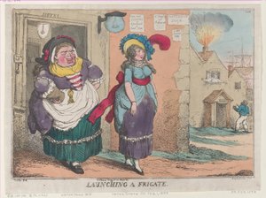 フリゲート艦の進水、[1809年2月1日]、復刻版、[1809年2月1日]、復刻版。 作： Thomas Rowlandson