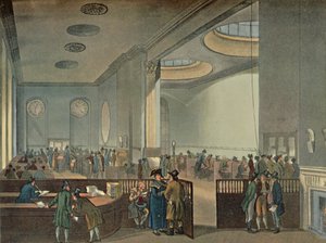 「1800 年にローランドソンが見たロイズ サブスクリプション ルーム」、1928 年 作： Thomas Rowlandson