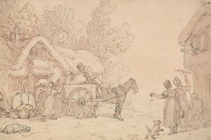 袋をカートに入れる 作： Thomas Rowlandson