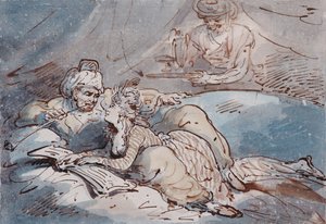 東方の愛、1787年頃（ペンとカラーウォッシュ） 作： Thomas Rowlandson