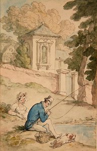 漁をする男 1780年頃 （紙にペン、墨、水彩） 作： Thomas Rowlandson
