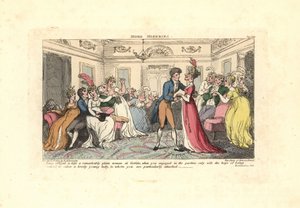 ダンスパーティーで醜い女性にキスを強要された男性。 作： Thomas Rowlandson
