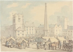 ヨークシャーのリッチモンドでの市場の日 作： Thomas Rowlandson