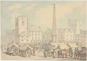 ヨークシャーのリッチモンドでのマーケットデー 作： Thomas Rowlandson