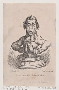 メソジストの説教者、1808 年 4 月、1808 年 4 月。 作： Thomas Rowlandson