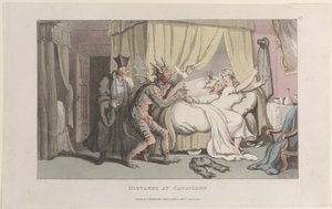 1822 年 1 月 1 日、南部プロの感傷的な旅のジャーナルからカヴァイヨンでの間違い。 作： Thomas Rowlandson