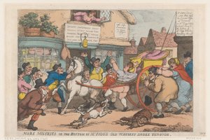 さらなる悲惨さ: フィッグ氏の古いウィスキーの底が突き破った, 1807., 1807. 作： Thomas Rowlandson