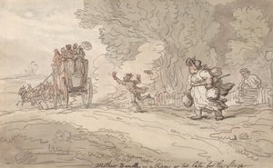 激怒するマザー・バンドル、それとも舞台にはもう遅すぎるのか 作： Thomas Rowlandson