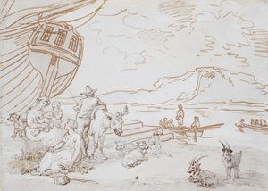水辺の母と子供たち 作： Thomas Rowlandson