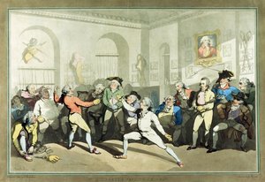 チャールズローゼンバーグによって彫刻されたHアンジェロ氏のフェンシングアカデミー、1791年（手描きのアクアチント） 作： Thomas Rowlandson